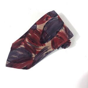 JSACO Men's Necktie 100% Silk Made in Italy Abstract Painterly Burgundy Purple